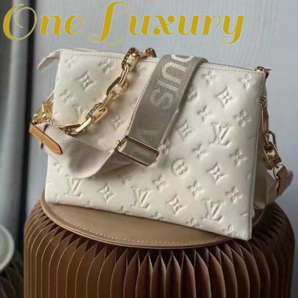 Replica Louis Vuitton LV Women Coussin PM Handbag Cream Monogram-Embossed Puffy Lambskin Calfskin 4