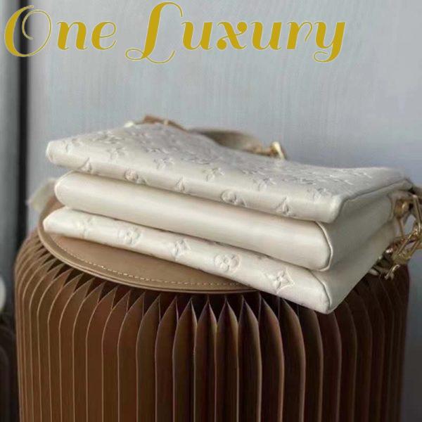 Replica Louis Vuitton LV Women Coussin PM Handbag Cream Monogram-Embossed Puffy Lambskin Calfskin 6