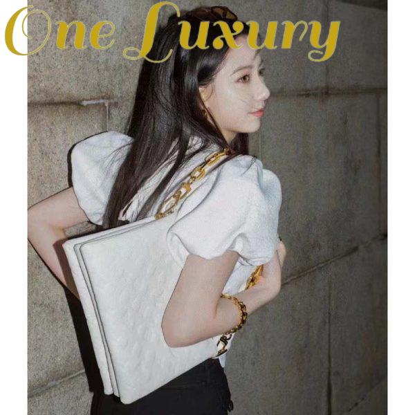 Replica Louis Vuitton LV Women Coussin PM Handbag Cream Monogram-Embossed Puffy Lambskin Calfskin 15