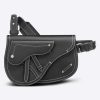 Replica Dior Unisex CD Saddle Pouch Black Grained Calfskin Leather