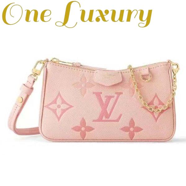 Replica Louis Vuitton LV Women Easy Pouch Pink Monogram Empreinte Embossed Supple Grained Cowhide