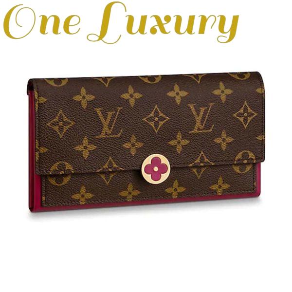Replica Louis Vuitton LV Women Flore Wallet in Monogram Coated Canvas and Calf Leather