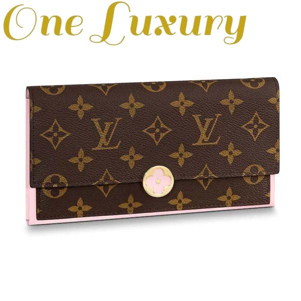 Replica Louis Vuitton LV Women Flore Wallet in Monogram Coated Canvas and Calf Leather 3