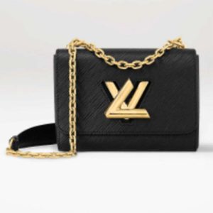 Replica Louis Vuitton LV Women Twist PM Chain Bag Black Epi Grained Cowhide Leather