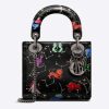 Replica Dior Women CD Mini Lady Dior Bag Black Calfskin Multicolor Pixel Zodiac Print