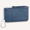 Replica Louis Vuitton LV Women Key Pouch Navy Nacre Embossed Grained Cowhide Leather
