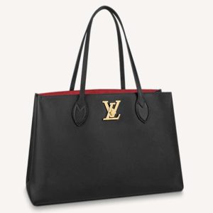 Replica Louis Vuitton LV Women Lockme Shopper Black Grained Calf Leather