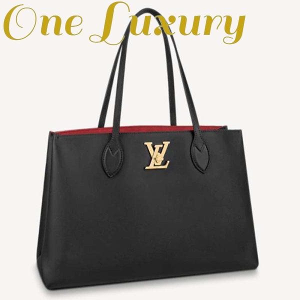 Replica Louis Vuitton LV Women Lockme Shopper Black Grained Calf Leather 2