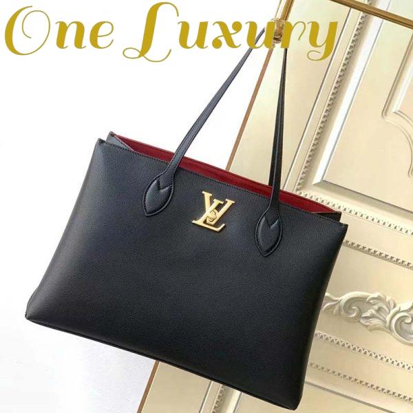 Replica Louis Vuitton LV Women Lockme Shopper Black Grained Calf Leather 3