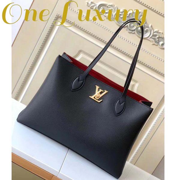 Replica Louis Vuitton LV Women Lockme Shopper Black Grained Calf Leather 4
