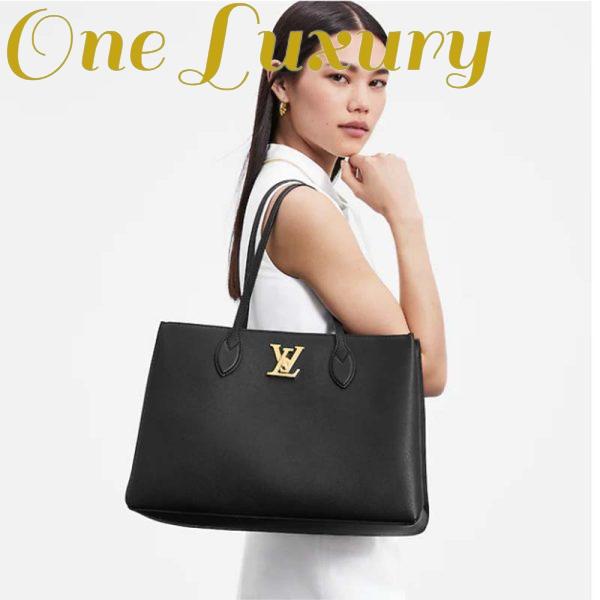 Replica Louis Vuitton LV Women Lockme Shopper Black Grained Calf Leather 13