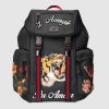 Replica Gucci GG Unisex Backpack with Embroidery Black Techno Canvas