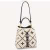 Replica Louis Vuitton LV Women NéoNoé MM Bucket Bag Beige Embroidered Embossed Grained Cowhide