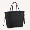 Replica Louis Vuitton LV Women Neverfull MM Tote Black Monogram Coated Canvas Cowhide Leather 20
