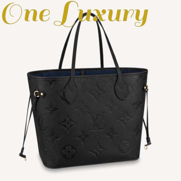 Replica Louis Vuitton LV Women Neverfull MM Tote Black Embossed Cowhide Leather 2