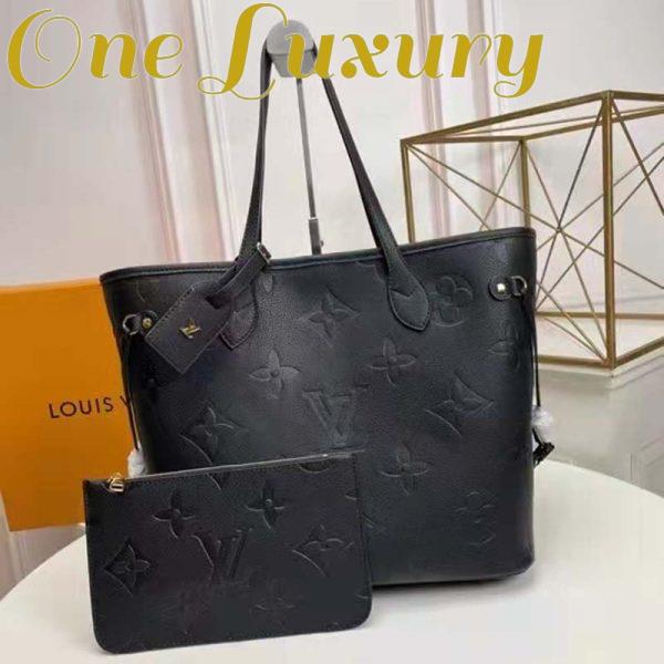 Replica Louis Vuitton LV Women Neverfull MM Tote Black Embossed Cowhide Leather 3