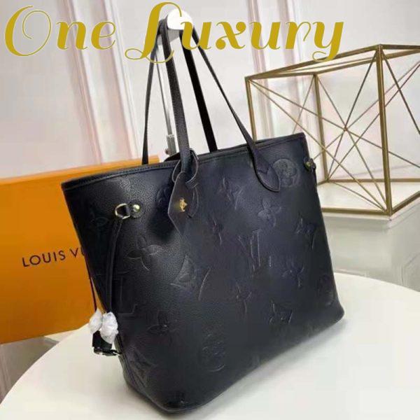 Replica Louis Vuitton LV Women Neverfull MM Tote Black Embossed Cowhide Leather 5