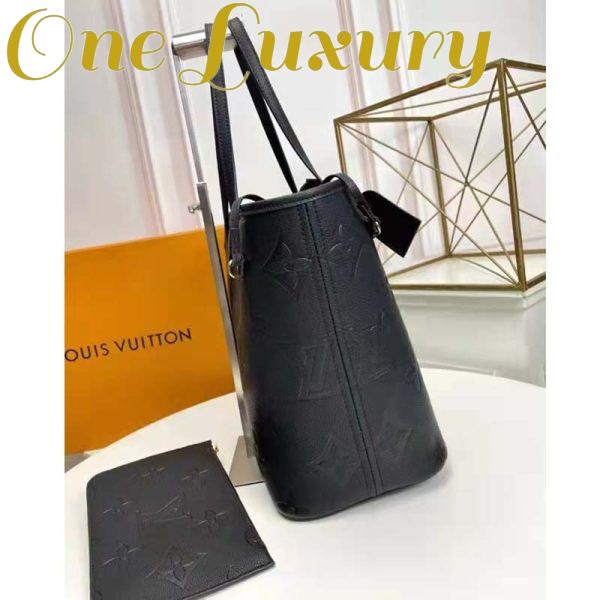 Replica Louis Vuitton LV Women Neverfull MM Tote Black Embossed Cowhide Leather 6