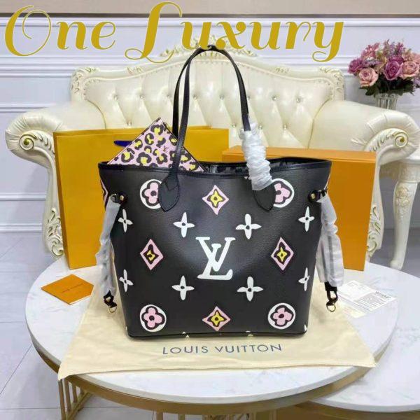 Replica Louis Vuitton LV Women Neverfull MM Tote Black Monogram Coated Canvas Cowhide Leather 7