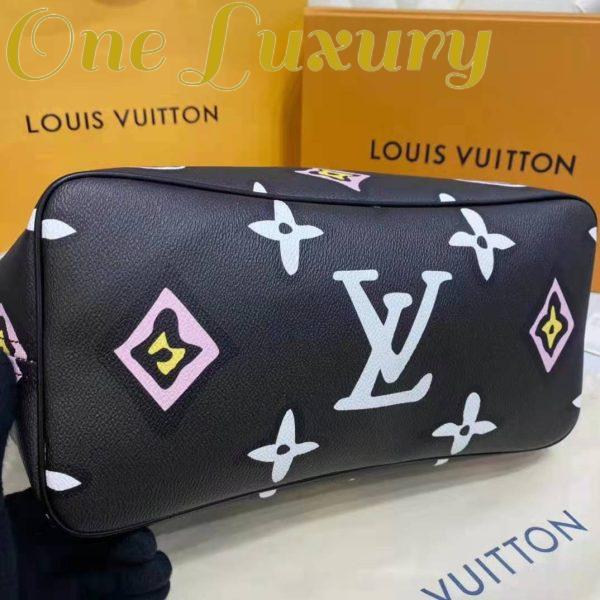 Replica Louis Vuitton LV Women Neverfull MM Tote Black Monogram Coated Canvas Cowhide Leather 9