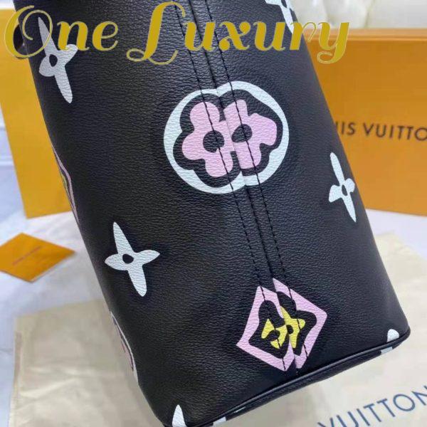 Replica Louis Vuitton LV Women Neverfull MM Tote Black Monogram Coated Canvas Cowhide Leather 11