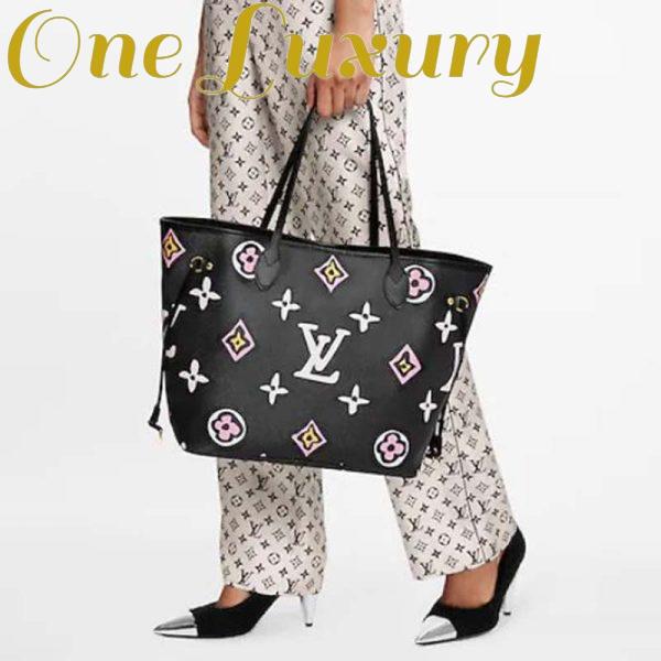 Replica Louis Vuitton LV Women Neverfull MM Tote Black Monogram Coated Canvas Cowhide Leather 18