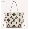 Replica Louis Vuitton LV Women Neverfull MM Tote Cream Monogram Coated Canvas Cowhide Leather