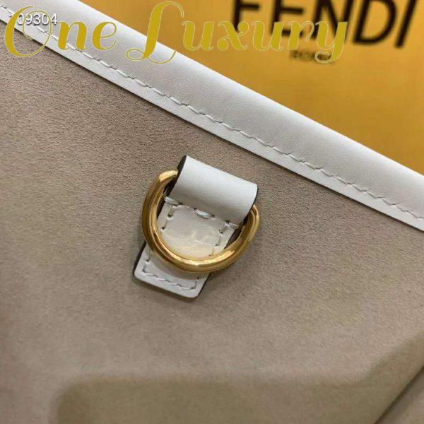 Replica Fendi Women Sunshine Shopper Bag White Leather “FENDI ROMA” 10