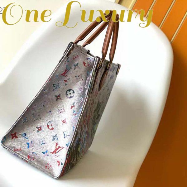 Replica Louis Vuitton LV Women OnTheGo MM Tote Silver Coated Canvas Cowhide Leather 6