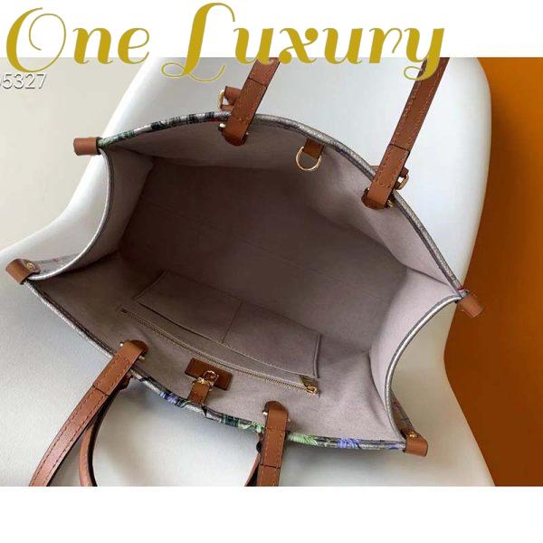 Replica Louis Vuitton LV Women OnTheGo MM Tote Silver Coated Canvas Cowhide Leather 7