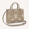 Replica Louis Vuitton LV Women Onthego PM Tote Beige Embossed Grained Cowhide Leather