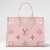 Replica Louis Vuitton LV Women OnTheGo MM​ Gradient Pink Monogram Empreinte Embossed Cowhide Leather