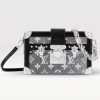 Replica Louis Vuitton LV Women Petite Malle Handbag Gray Denim Textile Jacquard