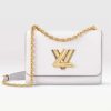 Replica Louis Vuitton LV Women Twist MM Chain Bag White Epi Grained Cowhide Leather