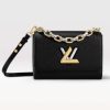 Replica Louis Vuitton LV Women Twist MM Handbag Black Epi Grained Smooth Cowhide Leather