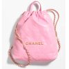 Replica Chanel Women CC 22 Backpack Shiny Calfskin Gold-Tone Metal Lilac