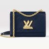 Replica Louis Vuitton LV Women Twist MM Handbag Indigo Blue Epi Grained Cowhide Leather