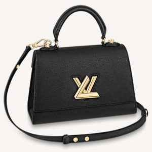Replica Louis Vuitton LV Women Twist One Handle PM Handbag Black Taurillon Cowhide