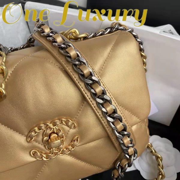 Replica Chanel CC Women 19 Handbag Metallic Lambskin Gold Silver Tone Gold Bag 9