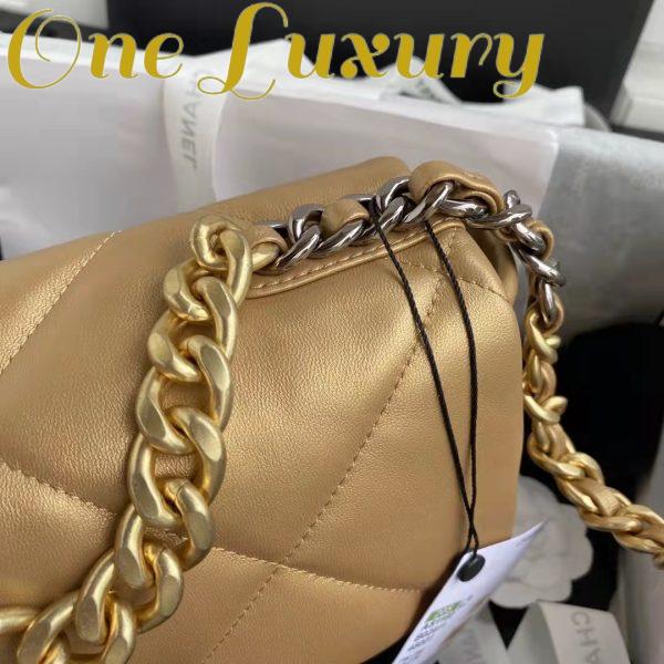 Replica Chanel CC Women 19 Handbag Metallic Lambskin Gold Silver Tone Gold Bag 10