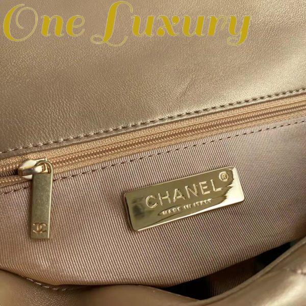 Replica Chanel CC Women 19 Handbag Metallic Lambskin Gold Silver Tone Gold Bag 11