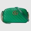 Replica Gucci GG Women GG Marmont Small Shoulder Bag Bright Green Diagonal Matelassé
