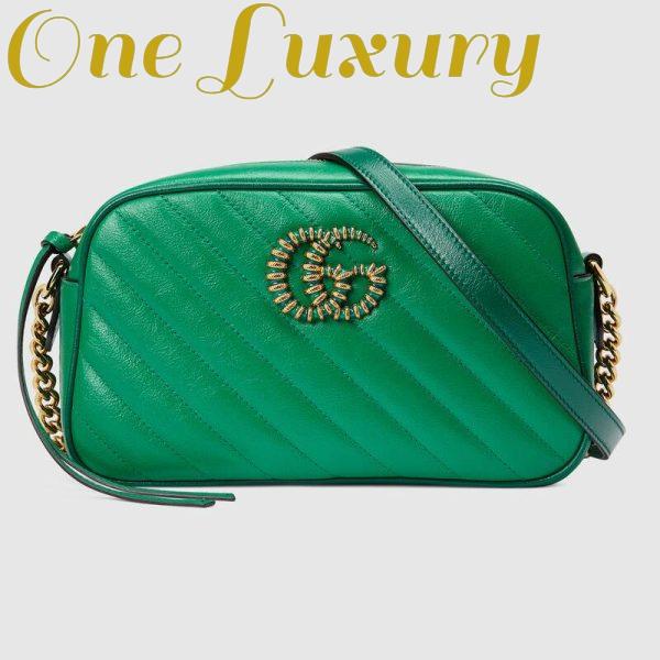 Replica Gucci GG Women GG Marmont Small Shoulder Bag Bright Green Diagonal Matelassé 2