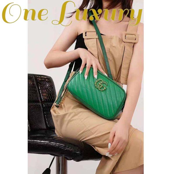 Replica Gucci GG Women GG Marmont Small Shoulder Bag Bright Green Diagonal Matelassé 13