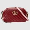 Replica Gucci GG Women GG Marmont Small Shoulder Bag Dark Red Diagonal Matelassé Leather