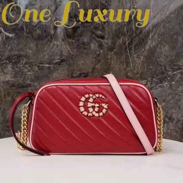Replica Gucci GG Women GG Marmont Small Shoulder Bag Dark Red Diagonal Matelassé Leather 4
