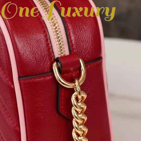 Replica Gucci GG Women GG Marmont Small Shoulder Bag Dark Red Diagonal Matelassé Leather 11