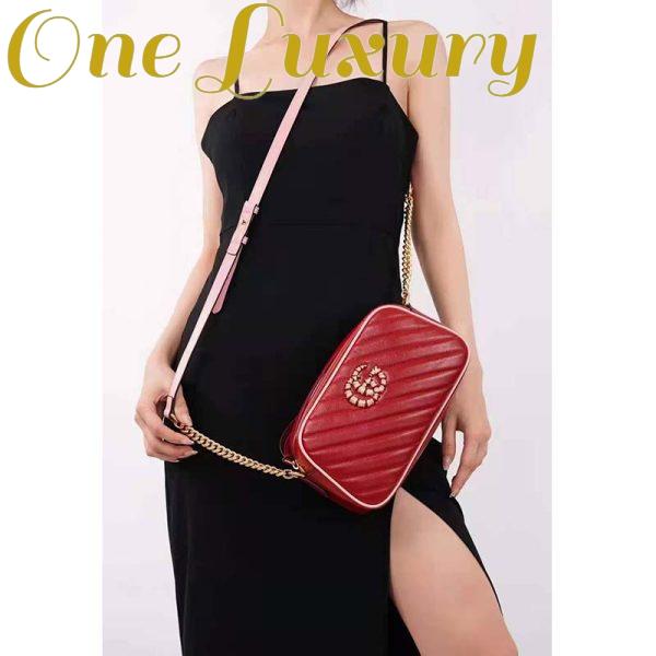 Replica Gucci GG Women GG Marmont Small Shoulder Bag Dark Red Diagonal Matelassé Leather 16