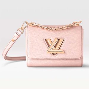 Replica Louis Vuitton LV Women Twist PM Handbag Pink Grained Calfskin Leather