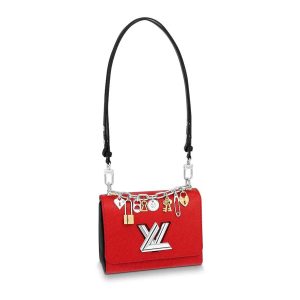 Replica Louis Vuitton LV Women Twist PM LV Love Lock Charms Handbag in Epi Cowhide Leather-Red 2
